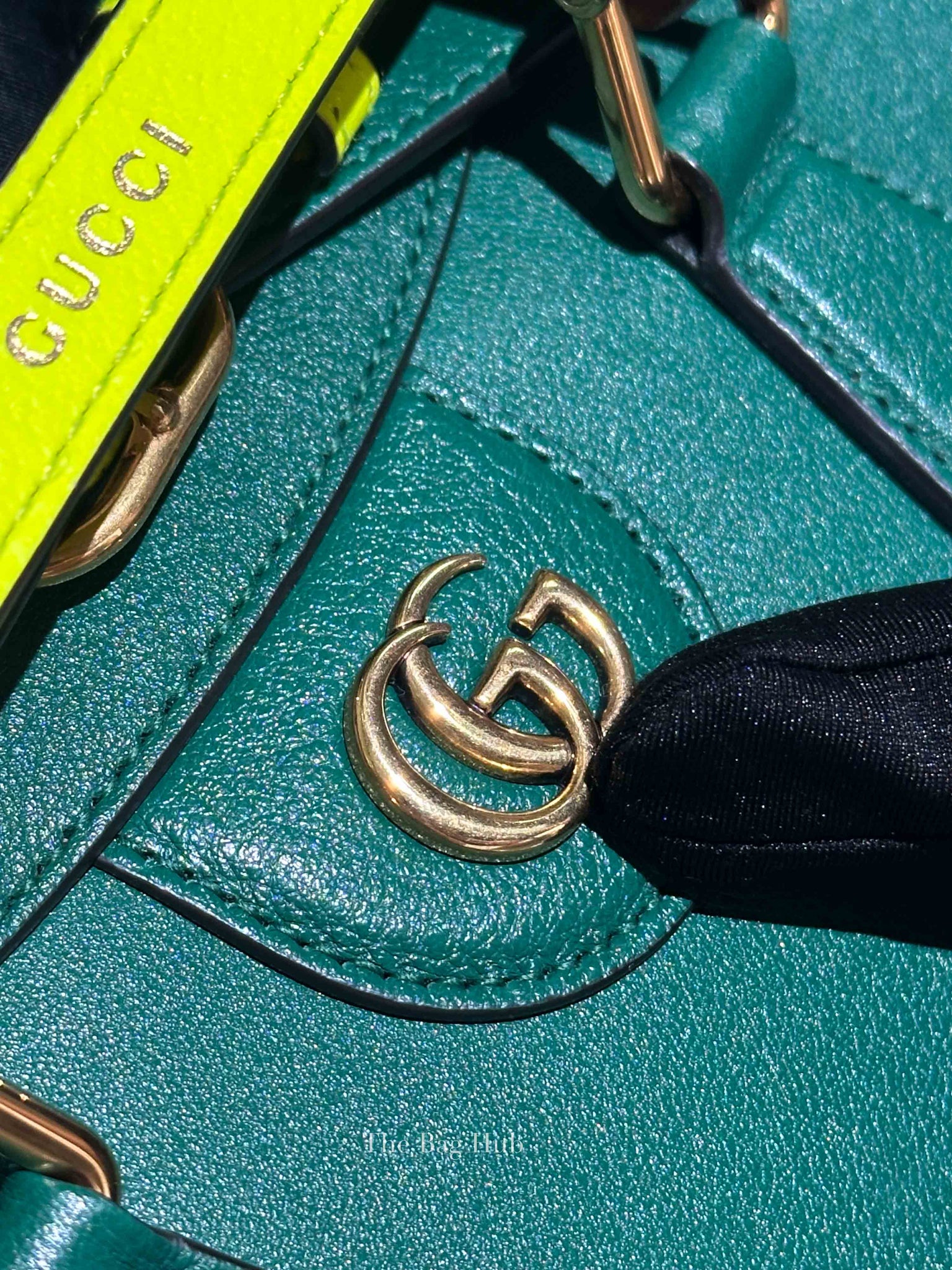 Gucci Green Leather Diana Bamboo Small Tote Bag