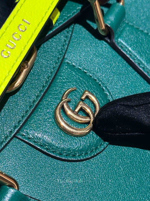 Gucci Green Leather Diana Bamboo Small Tote Bag