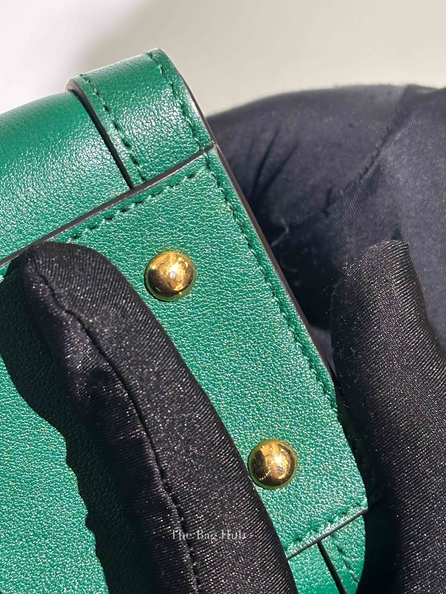 Gucci Green Leather Diana Bamboo Small Tote Bag