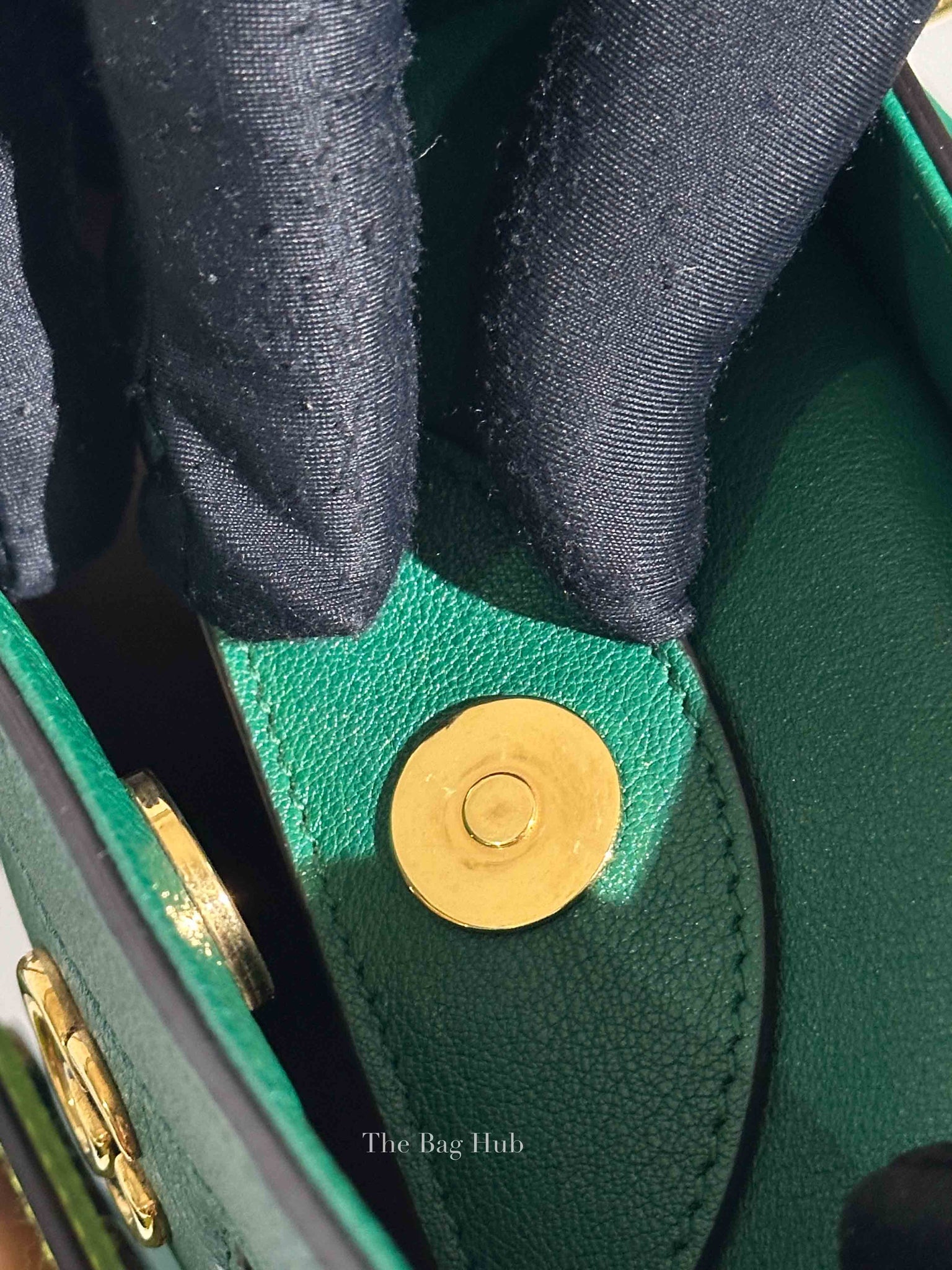 Gucci Green Leather Diana Bamboo Small Tote Bag