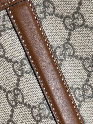 Gucci Beige/Dark Brown GG Supreme Monogram Canvas Emblem Large Tote Bag