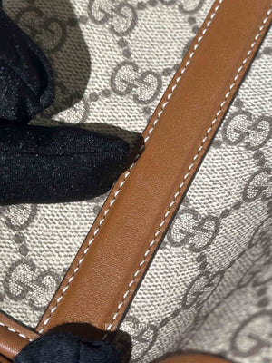 Gucci Beige/Dark Brown GG Supreme Monogram Canvas Emblem Large Tote Bag