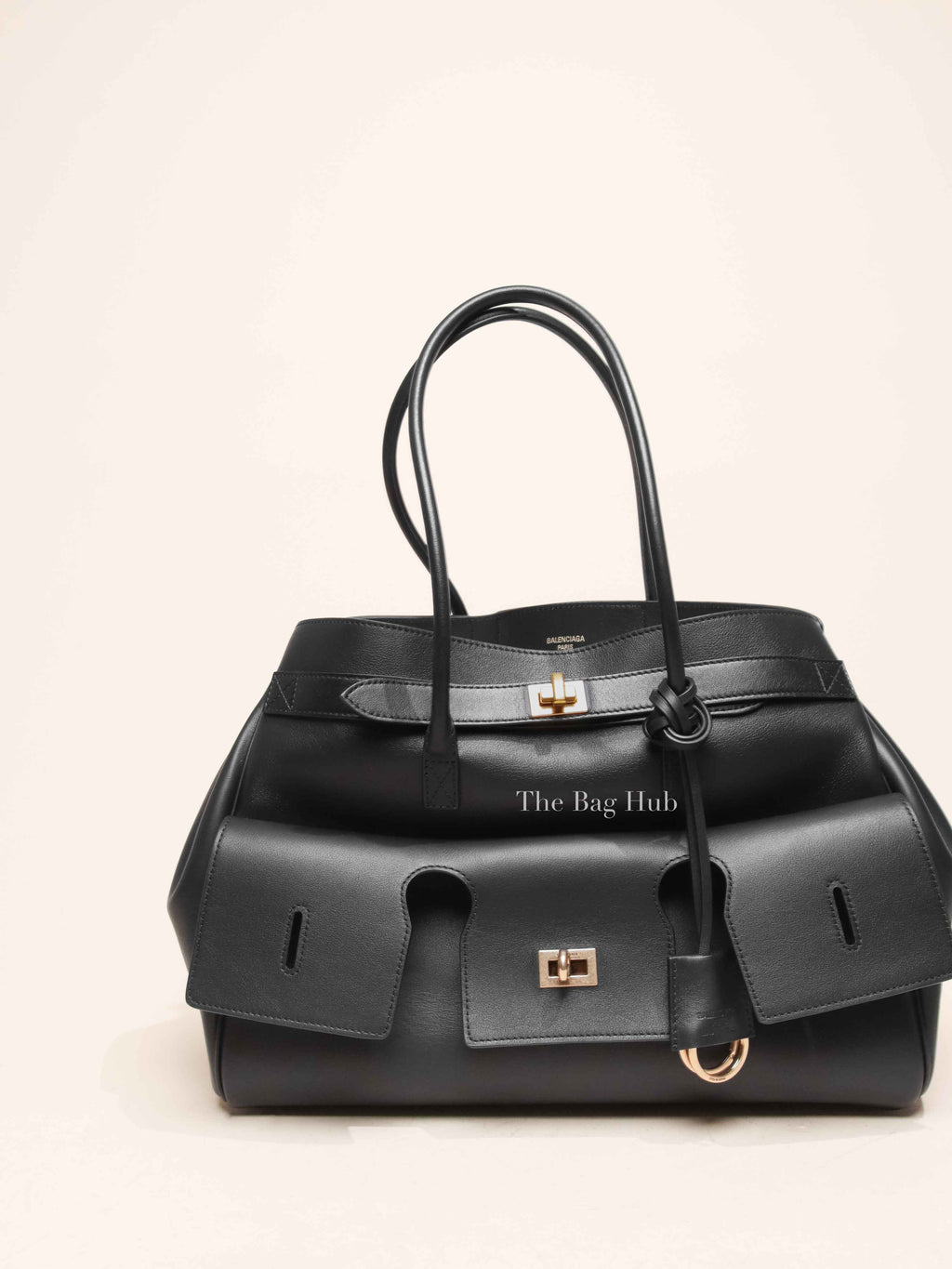 Balenciaga Black Leather Women's Bel Air Carry All Medium Bag