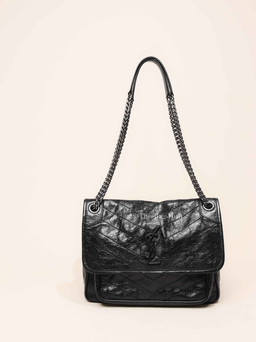 Saint Laurent Black Vintage Leather Medium Niki Shoulder Bag