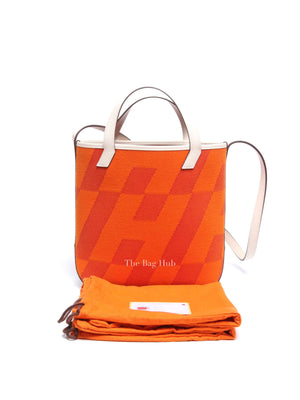 Hermes Feu Framboise Nata Swift H Canvas Cabas H En Biais 27 Shoulder Bag