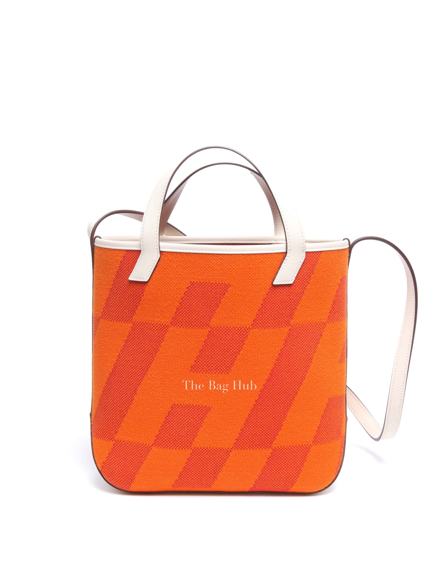 Hermes Feu Framboise Nata Swift H Canvas Cabas H En Biais 27 Shoulder Bag