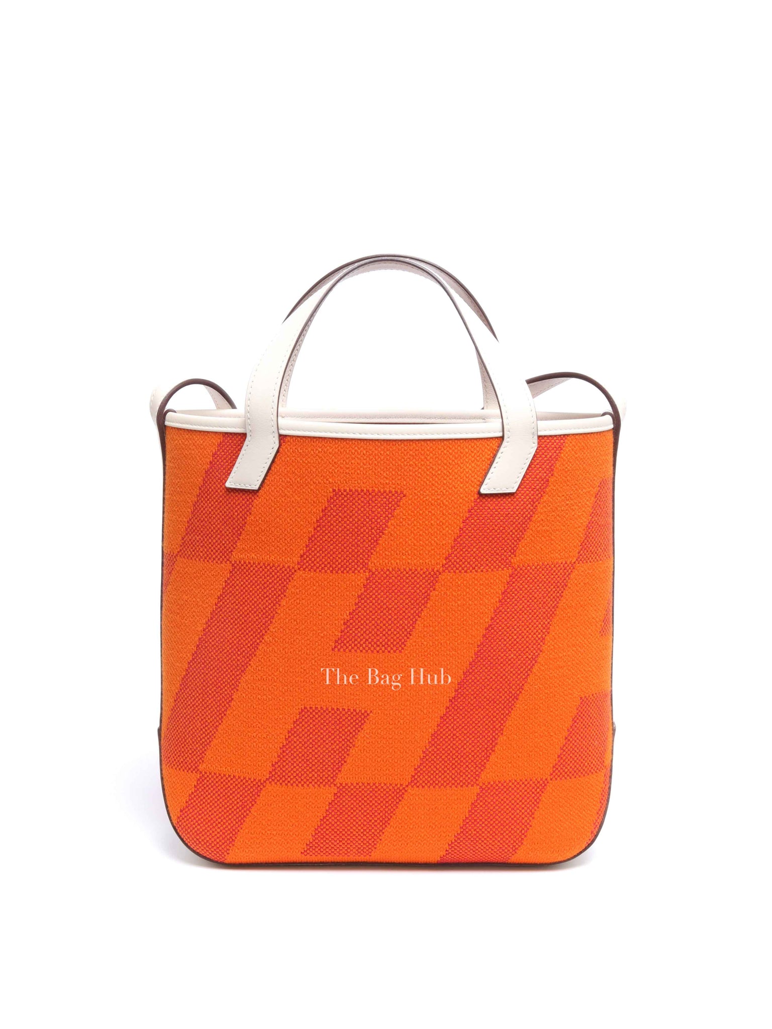 Hermes Feu Framboise Nata Swift H Canvas Cabas H En Biais 27 Shoulder Bag