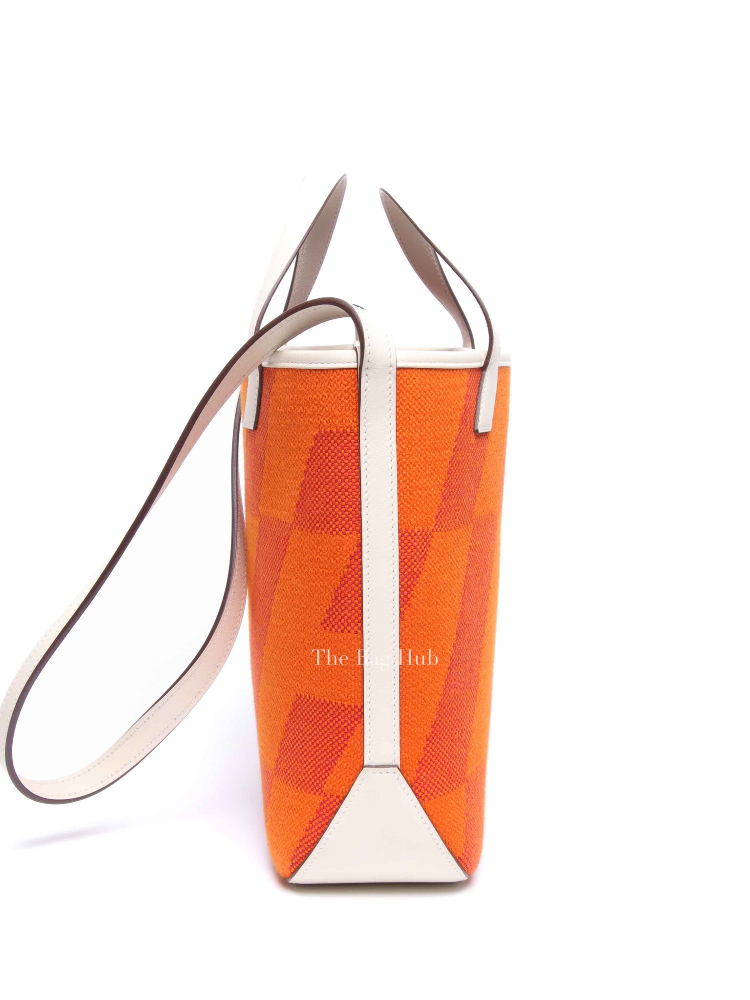 Hermes Feu Framboise Nata Swift H Canvas Cabas H En Biais 27 Shoulder Bag