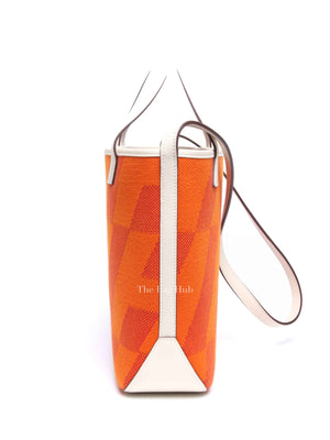 Hermes Feu Framboise Nata Swift H Canvas Cabas H En Biais 27 Shoulder Bag