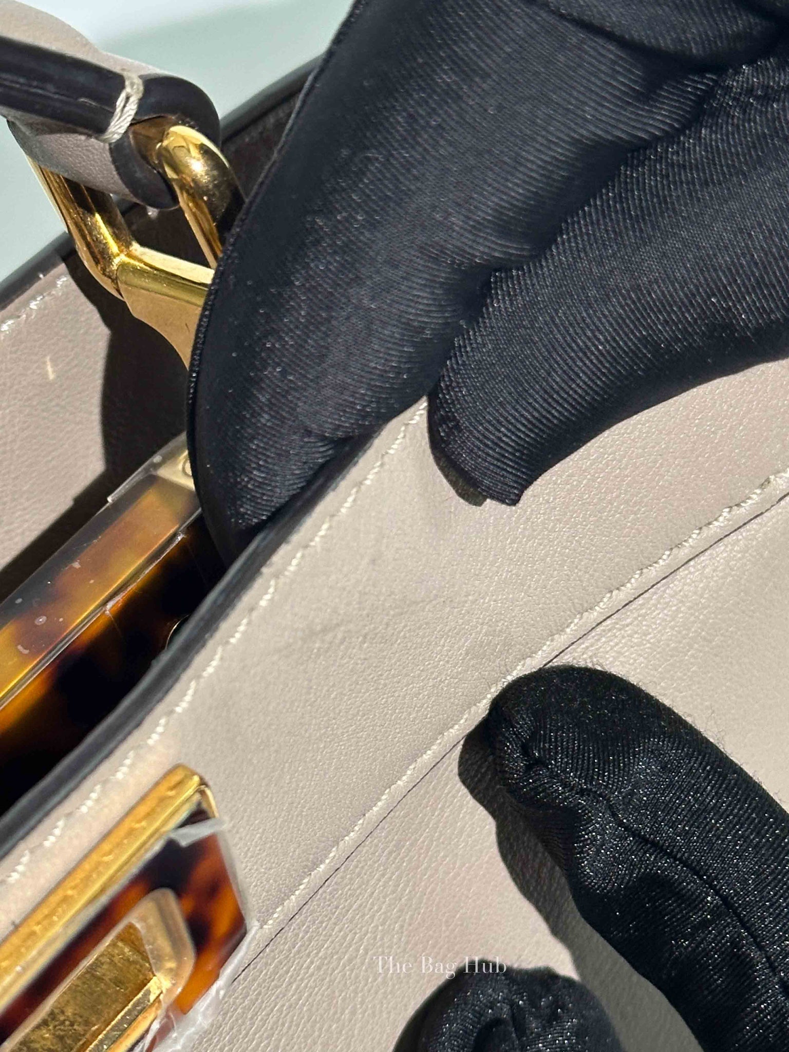 Fendi Dove Gray Bi-Color Calfskin Plexiglass Small Peekaboo I SEE U Satchel Small Bag