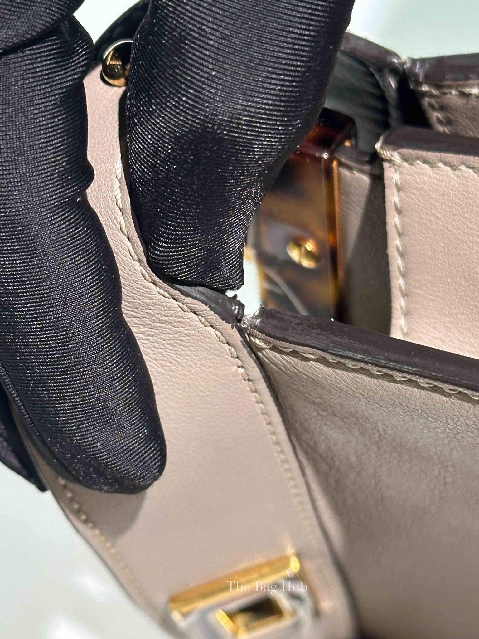Fendi Dove Gray Bi-Color Calfskin Plexiglass Small Peekaboo I SEE U Satchel Small Bag