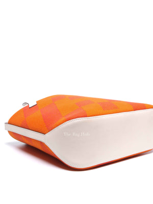 Hermes Feu Framboise Nata Swift H Canvas Cabas H En Biais 27 Shoulder Bag