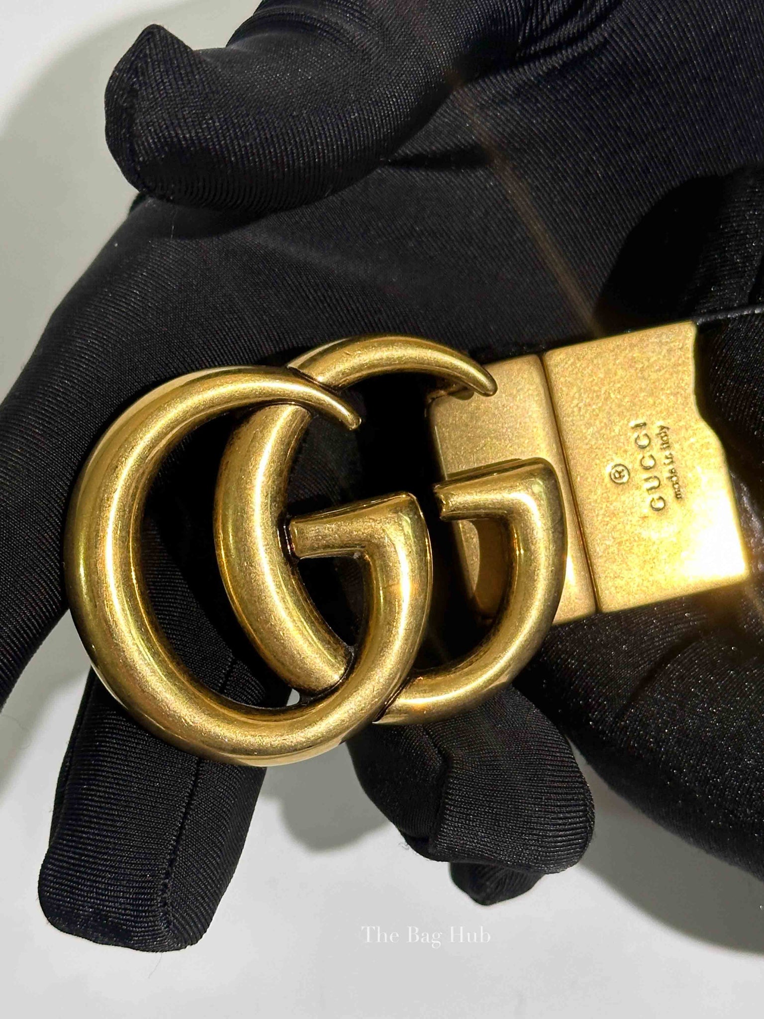 Gucci Black Leather Reversible GG Marmont Belt GHW 90/36