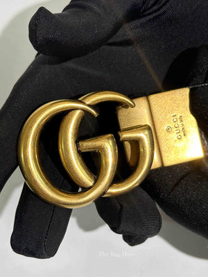 Gucci Black Leather Reversible GG Marmont Belt GHW 90/36