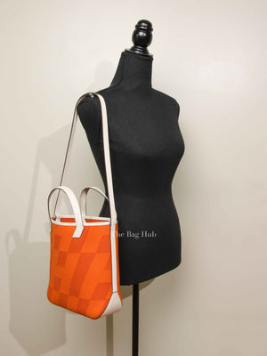 Hermes Feu Framboise Nata Swift H Canvas Cabas H En Biais 27 Shoulder Bag