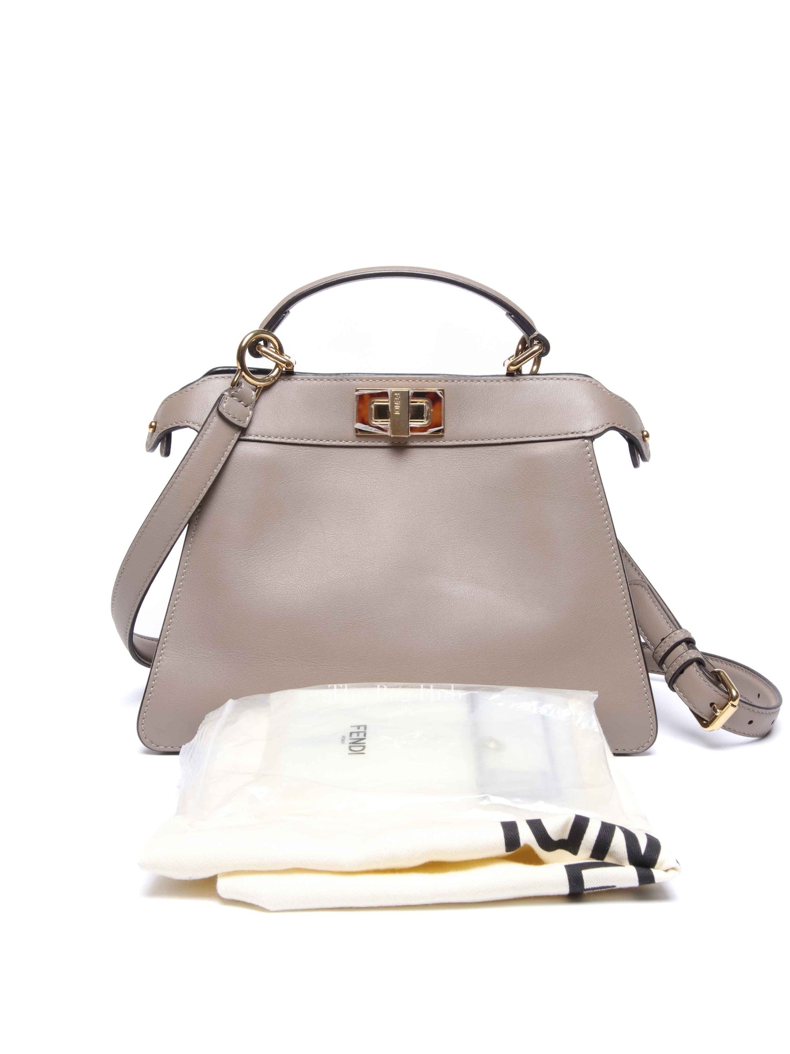 Fendi Dove Gray Bi-Color Calfskin Plexiglass Small Peekaboo I SEE U Satchel Small Bag