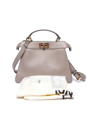 Fendi Dove Gray Bi-Color Calfskin Plexiglass Small Peekaboo I SEE U Satchel Small Bag
