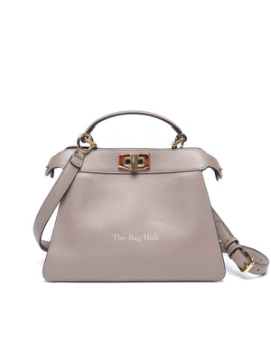 Fendi Dove Gray Bi-Color Calfskin Plexiglass Small Peekaboo I SEE U Satchel Small Bag