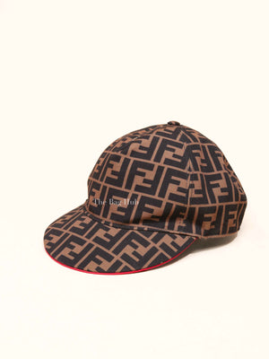 Fendi Brown FF Jacquard Fabric Baseball Cap