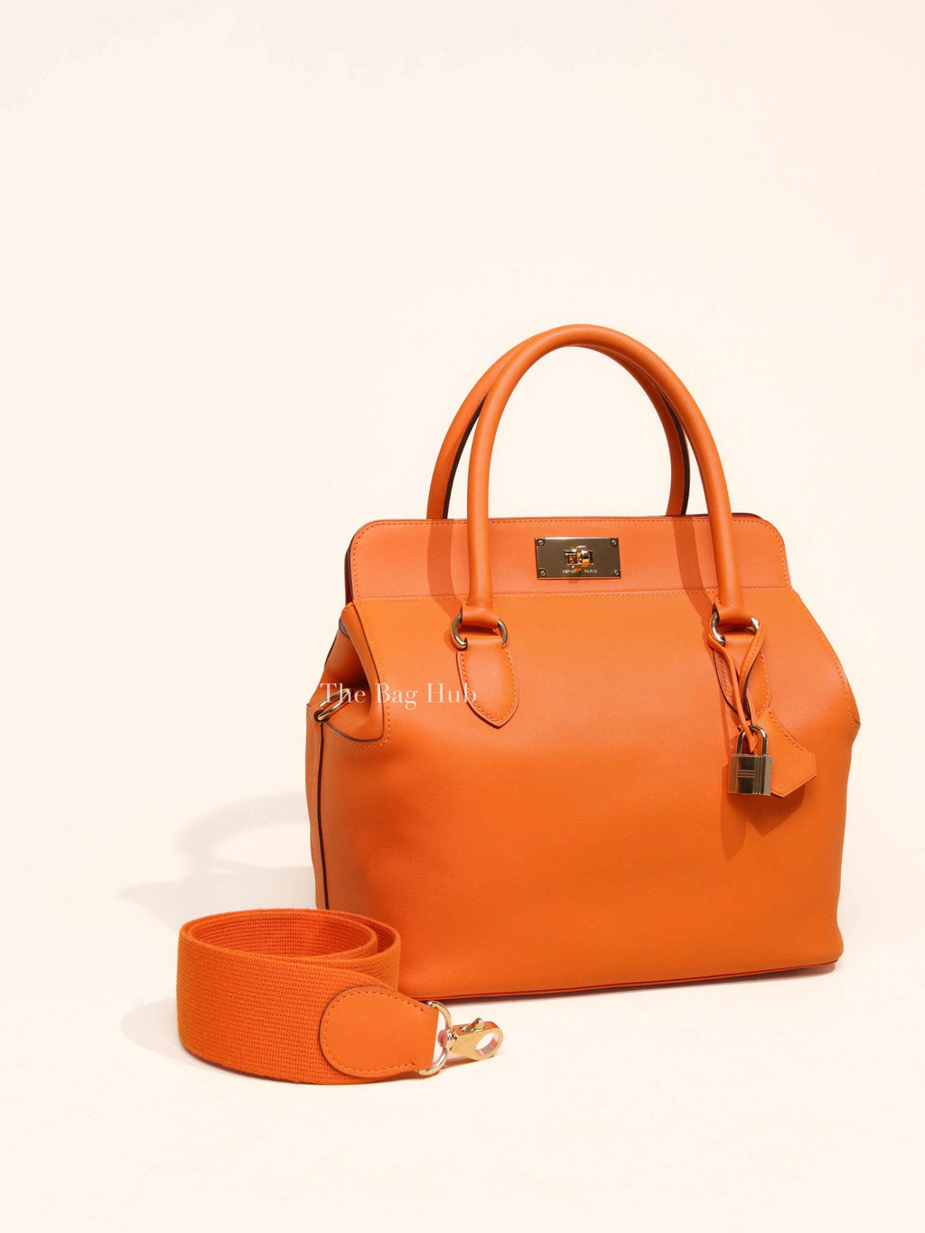 Hermes Orange Swift Leather Toolbox 26 Bag PHW