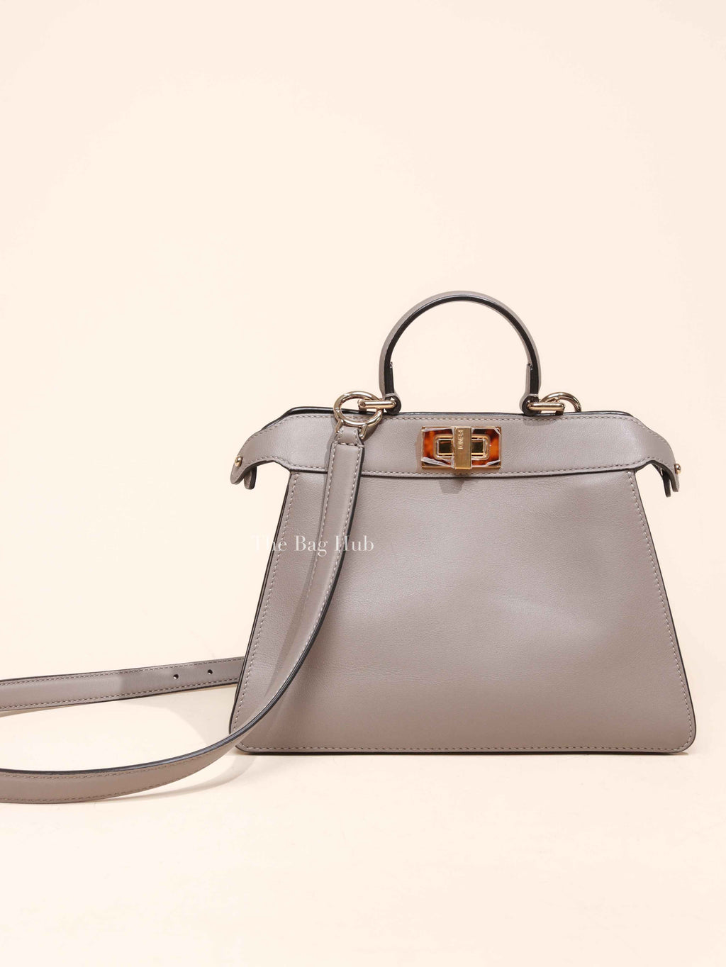 Fendi Dove Gray Bi-Color Calfskin Plexiglass Small Peekaboo I SEE U Satchel Small Bag