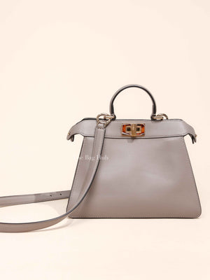 Fendi Dove Gray Bi-Color Calfskin Plexiglass Small Peekaboo I SEE U Satchel Small Bag