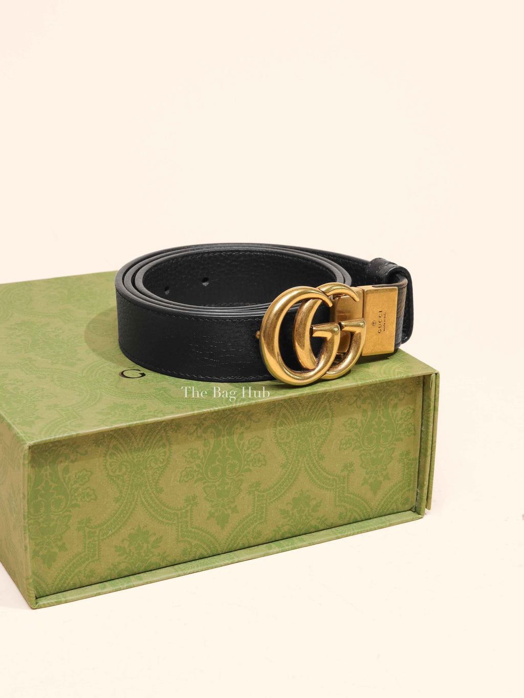 Gucci Black Leather Reversible GG Marmont Belt GHW 90/36