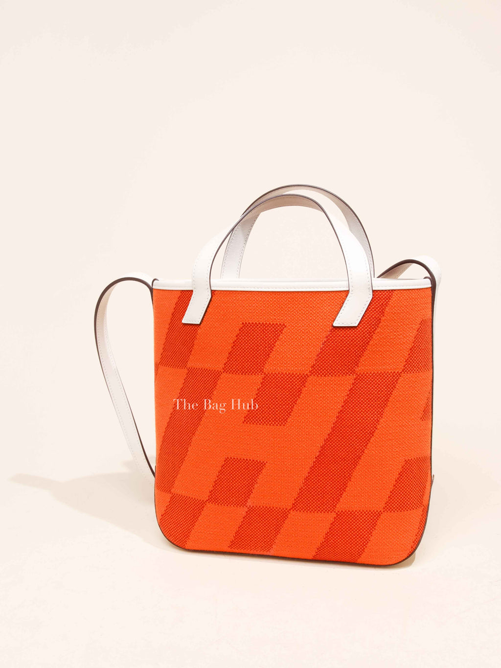 Hermes Feu Framboise Nata Swift H Canvas Cabas H En Biais 27 Shoulder Bag