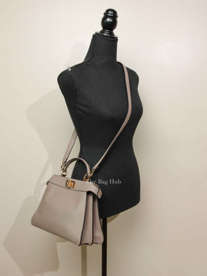 Fendi Dove Gray Bi-Color Calfskin Plexiglass Small Peekaboo I SEE U Satchel Small Bag