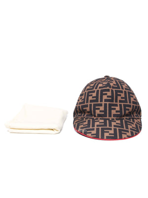 Fendi Brown FF Jacquard Fabric Baseball Cap