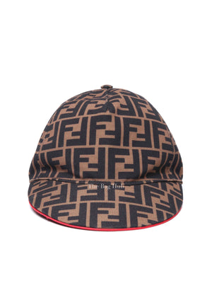 Fendi Brown FF Jacquard Fabric Baseball Cap