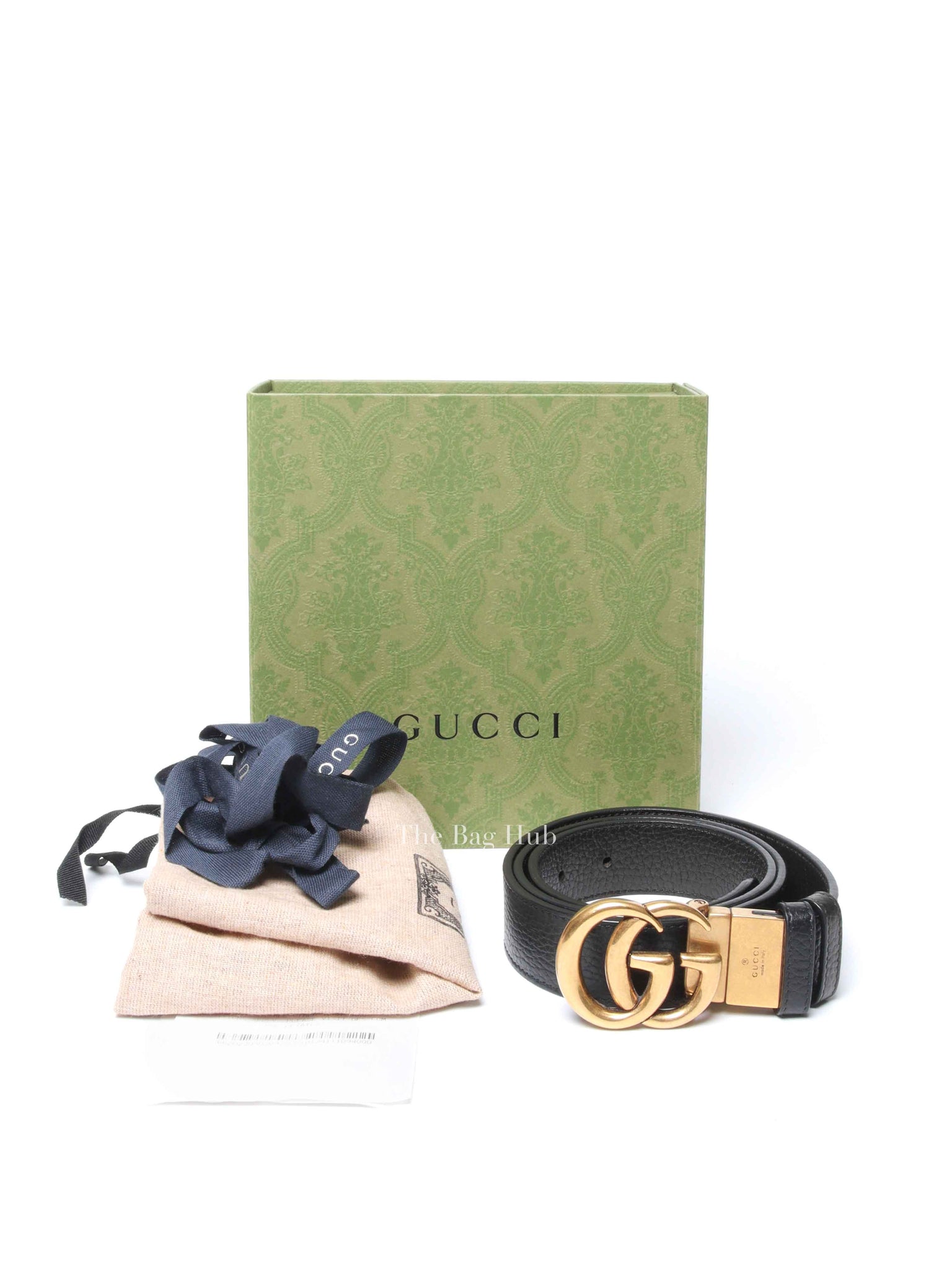 Gucci Black Leather Reversible GG Marmont Belt GHW 90/36