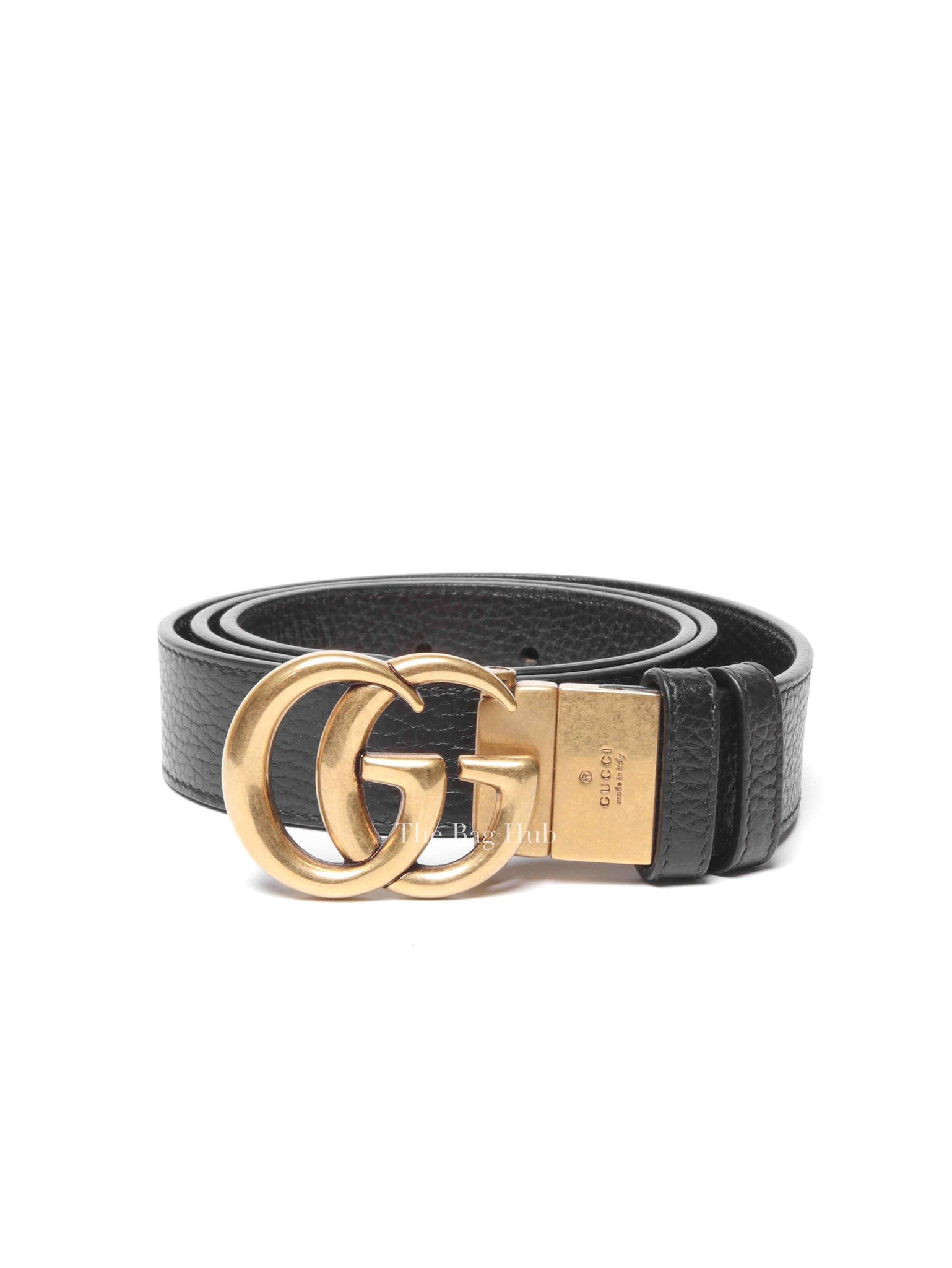 Gucci Black Leather Reversible GG Marmont Belt GHW 90/36