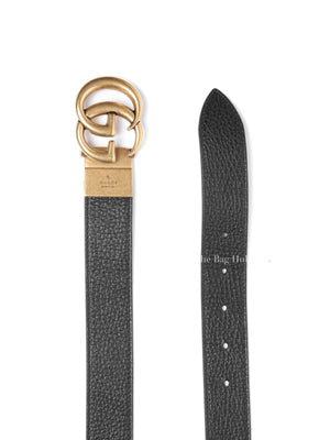 Gucci Black Leather Reversible GG Marmont Belt GHW 90/36