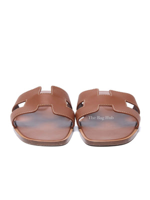 Hermes Gold Leather Oran Sandals Size 39.5