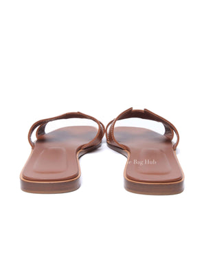 Hermes Gold Leather Oran Sandals Size 39.5