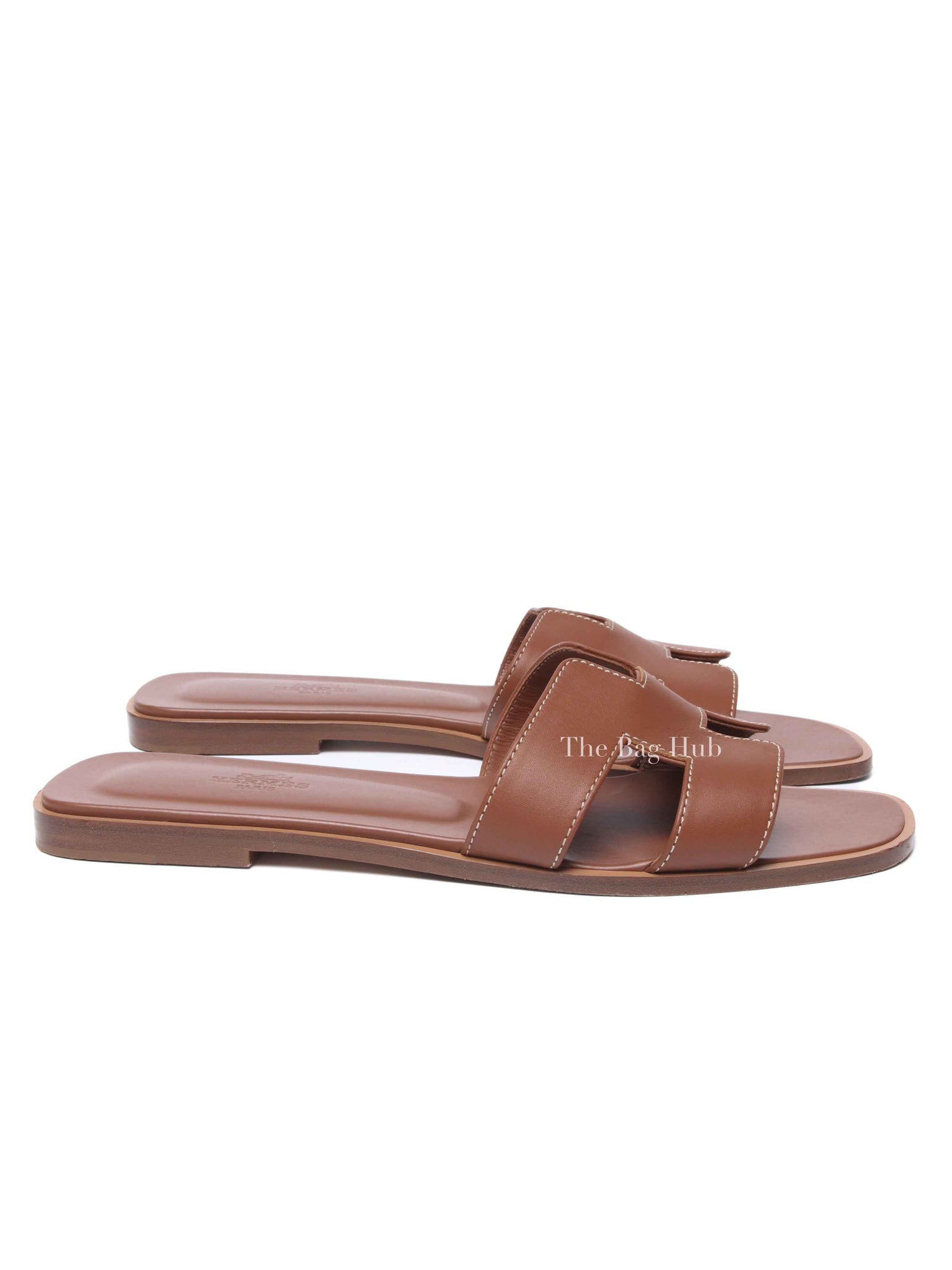 Hermes Gold Leather Oran Sandals Size 39.5