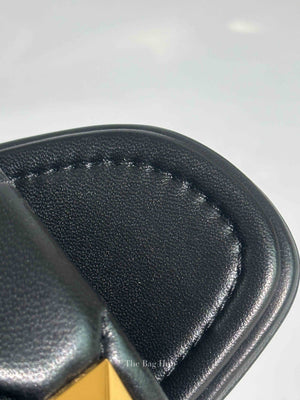 Valentino Garavani Black Leather Roman Stud Slides Size 37