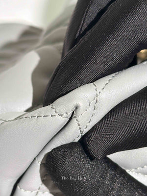 Dior Stone Gray Macrocannage Calfskin Medium Dior Toujours Vertical Tote Bag