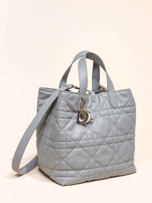 Dior Stone Gray Macrocannage Calfskin Medium Dior Toujours Vertical Tote Bag