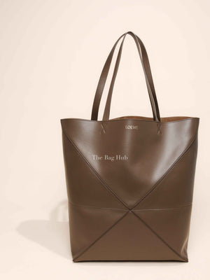 Loewe Umber Shiny Calfskin XL Puzzle Fold Tote Bag