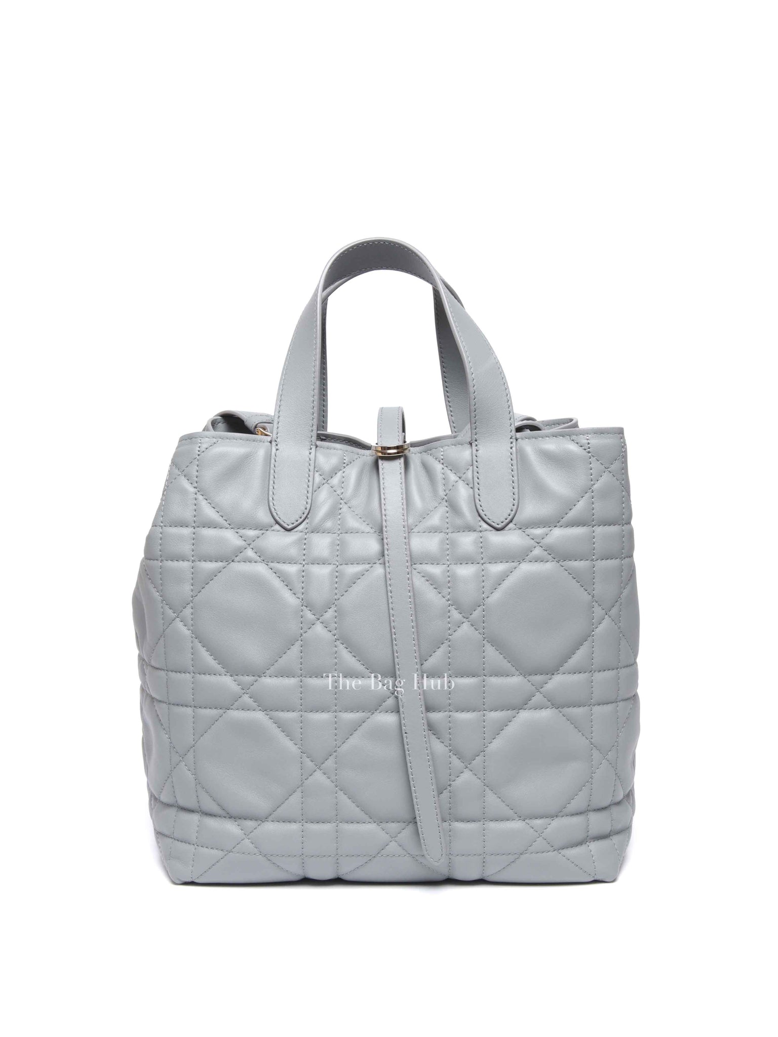 Dior Stone Gray Macrocannage Calfskin Medium Dior Toujours Vertical Tote Bag