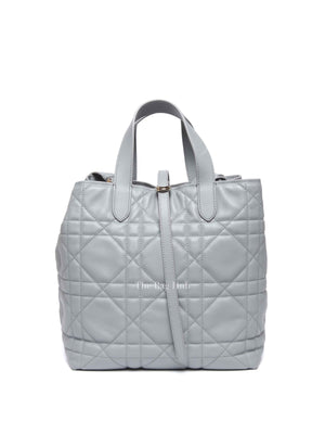 Dior Stone Gray Macrocannage Calfskin Medium Dior Toujours Vertical Tote Bag