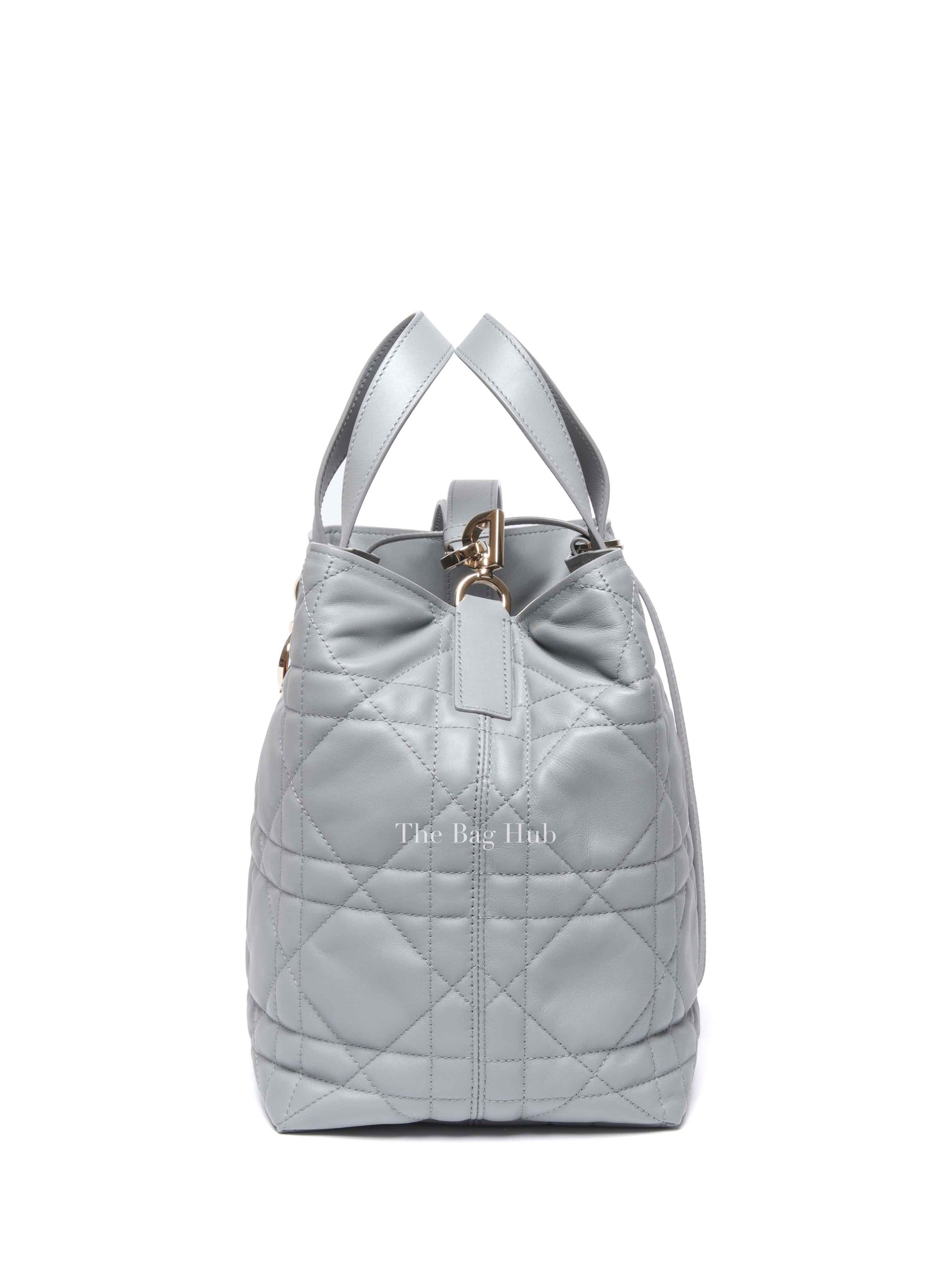Dior Stone Gray Macrocannage Calfskin Medium Dior Toujours Vertical Tote Bag