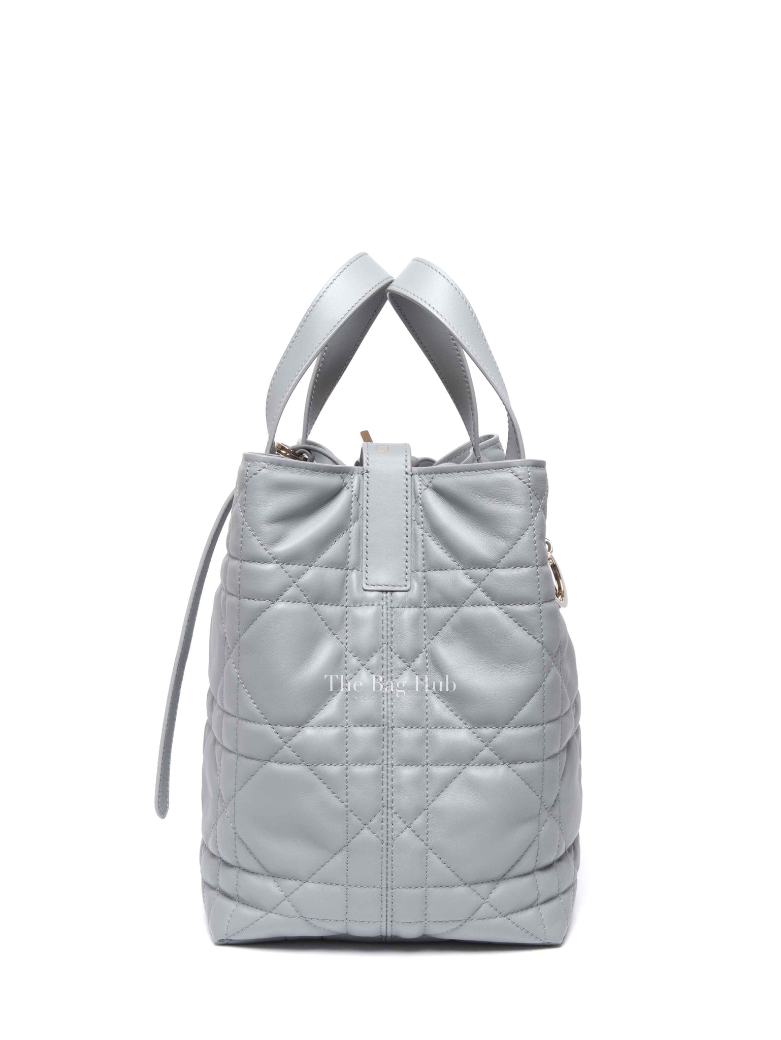 Dior Stone Gray Macrocannage Calfskin Medium Dior Toujours Vertical Tote Bag