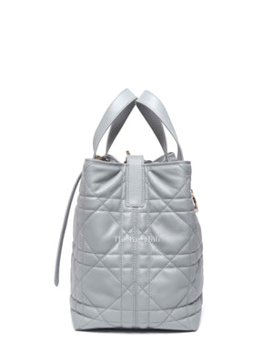 Dior Stone Gray Macrocannage Calfskin Medium Dior Toujours Vertical Tote Bag