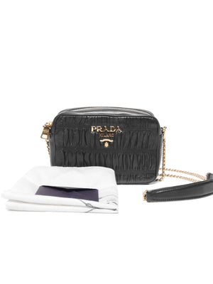 Prada Black Nappa Gaufre Bandoliera Bag 1BH112