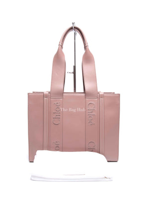 Chloe Mauve Leather Medium Woody Tote Bag