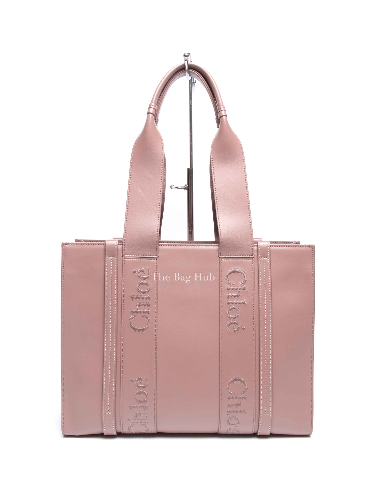 Chloe Mauve Leather Medium Woody Tote Bag