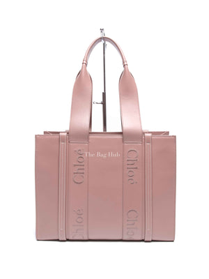 Chloe Mauve Leather Medium Woody Tote Bag